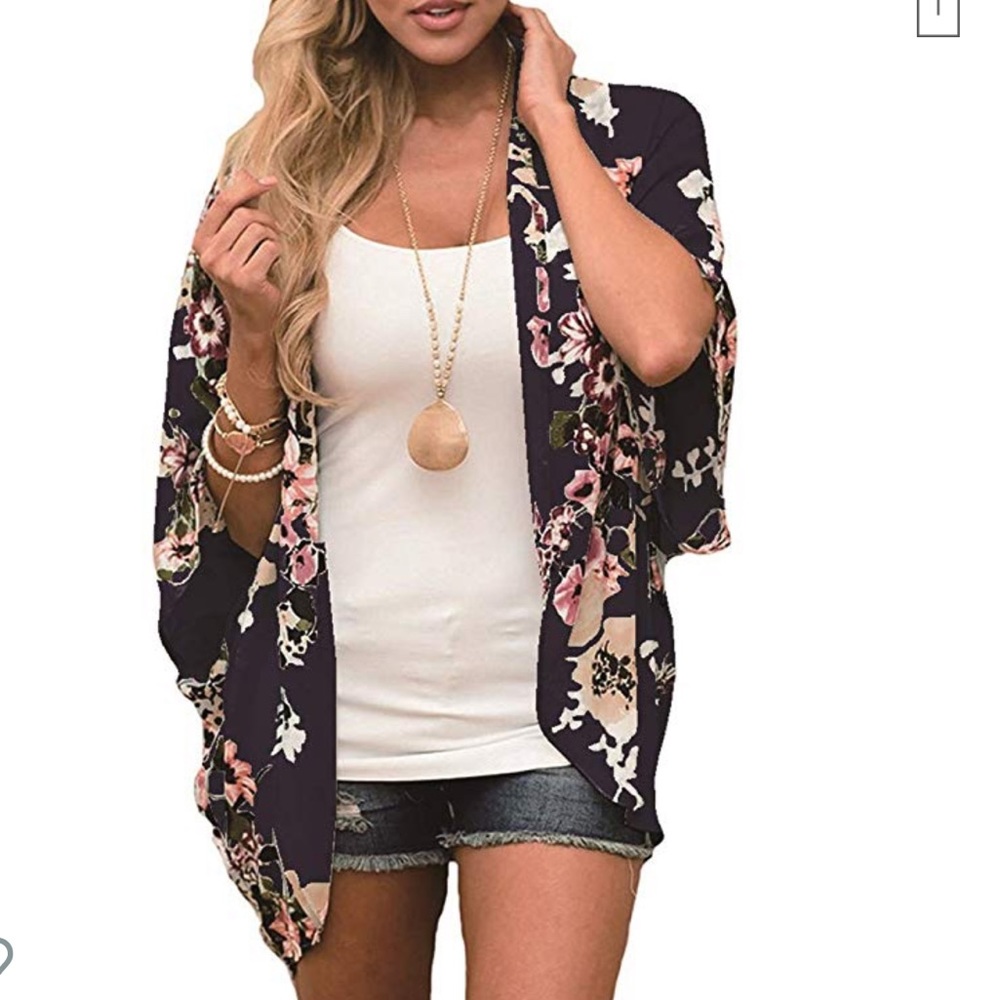 Half sleeve kimono cardigan